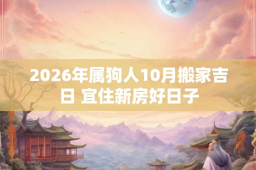 2026年属狗人10月搬家吉日 宜住新房好日子 2026年属狗人10月搬家吉日 宜住新房好日子