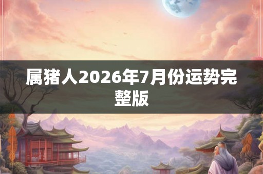 属猪人2026年7月份运势完整版