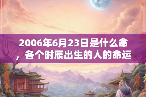 2006年6月23日是什么命，各个时辰出生的人的命运