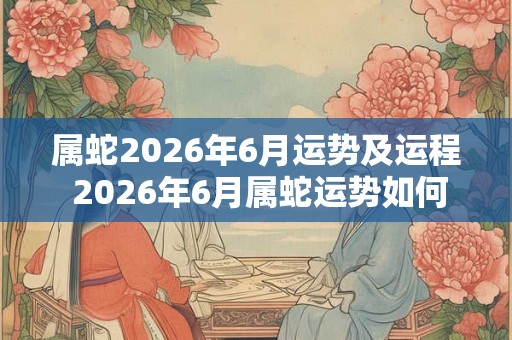 属蛇2026年6月运势及运程 2026年6月属蛇运势如何