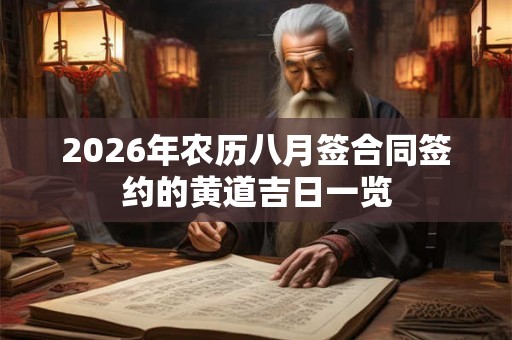 2026年农历八月签合同签约的黄道吉日一览