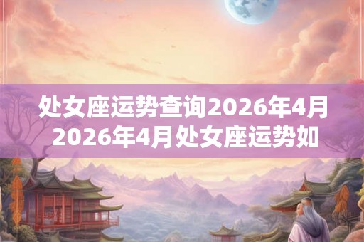 处女座运势查询2026年4月 2026年4月处女座运势如何 处女座运势查询2026年4月 2026年4月处女座运势如何