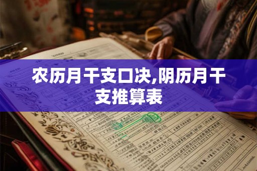 农历月干支口决,阴历月干支推算表