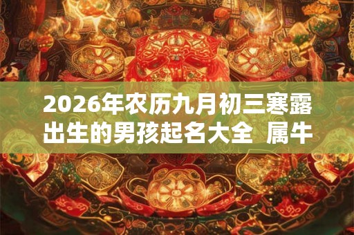 2026年农历九月初三寒露出生的男孩起名大全  属牛宝宝怎么取名好