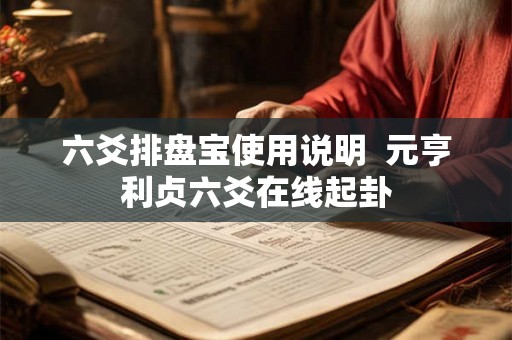 六爻排盘宝使用说明  元亨利贞六爻在线起卦