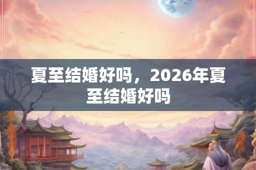 夏至结婚好吗，2026年夏至结婚好吗