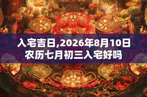 入宅吉日,2026年8月10日农历七月初三入宅好吗
