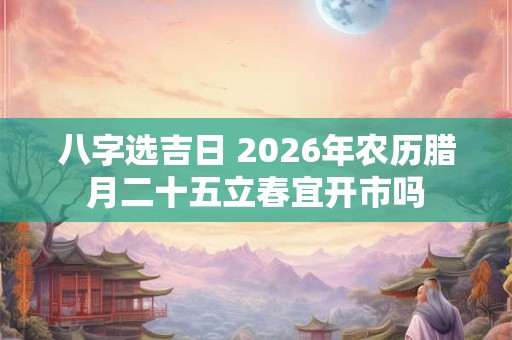 八字选吉日 2026年农历腊月二十五立春宜开市吗