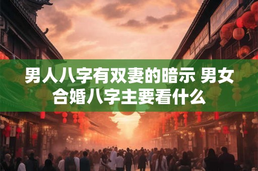 男人八字有双妻的暗示 男女合婚八字主要看什么