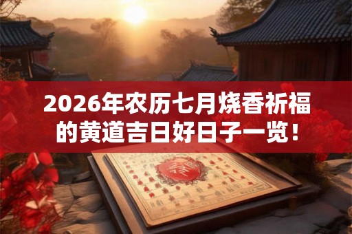 2026年农历七月烧香祈福的黄道吉日好日子一览！