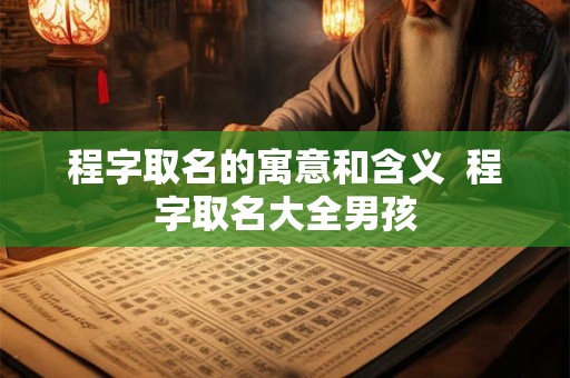 程字取名的寓意和含义  程字取名大全男孩