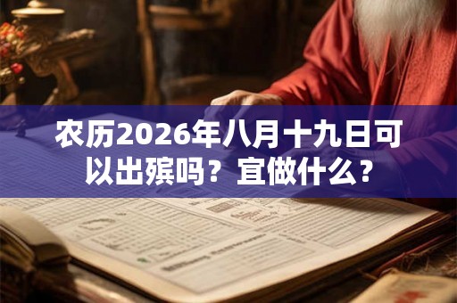 农历2026年八月十九日可以出殡吗？宜做什么？