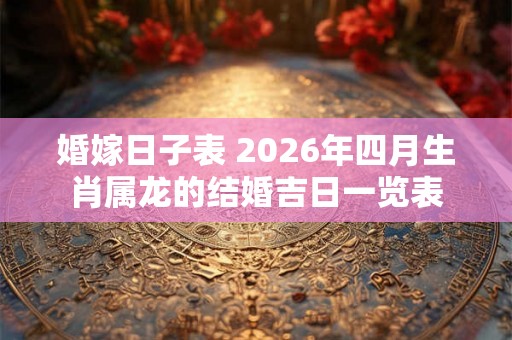 婚嫁日子表 2026年四月生肖属龙的结婚吉日一览表