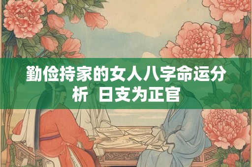勤俭持家的女人八字命运分析  日支为正官