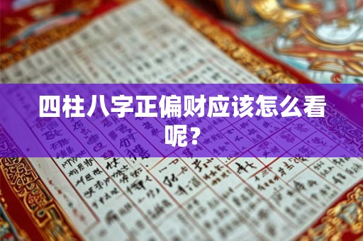 四柱八字正偏财应该怎么看呢？
