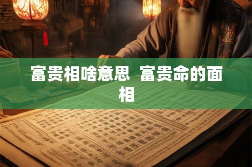 富贵相啥意思  富贵命的面相