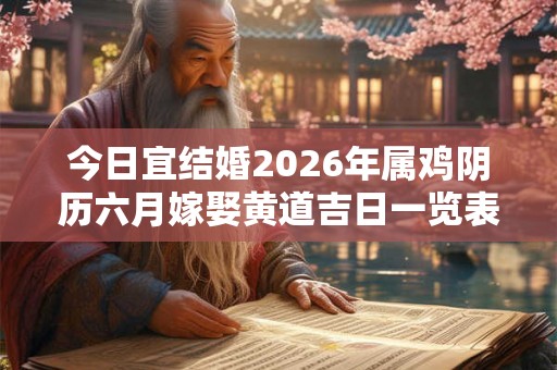 今日宜结婚2026年属鸡阴历六月嫁娶黄道吉日一览表