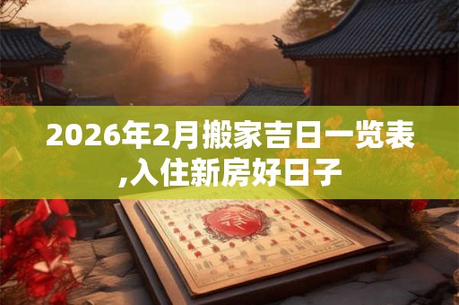 2026年2月搬家吉日一览表,入住新房好日子