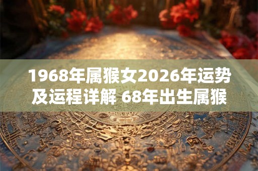 1968年属猴女2026年运势及运程详解 68年出生属猴人2026全年每月运势女性