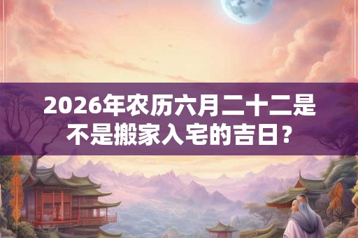 2026年农历六月二十二是不是搬家入宅的吉日? 2026年农历六月二十二是不是搬家入宅的吉日?