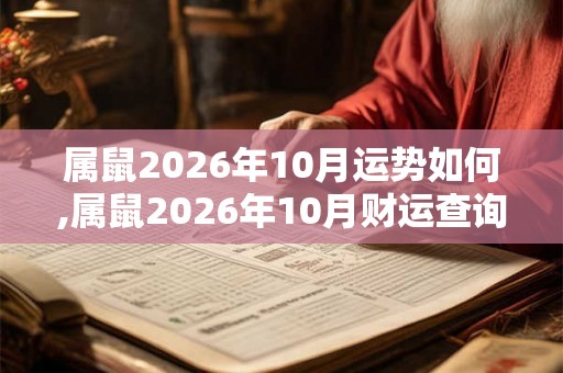 属鼠2026年10月运势如何,属鼠2026年10月财运查询
