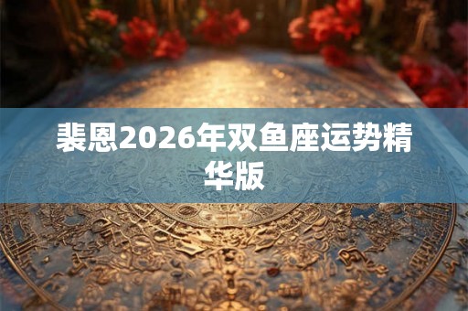 裴恩2026年双鱼座运势精华版