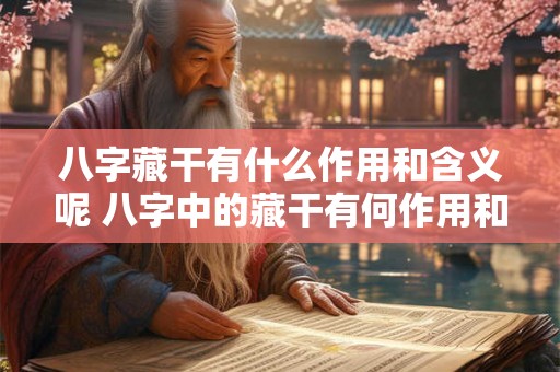 八字藏干有什么作用和含义呢 八字中的藏干有何作用和意义