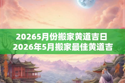 20265月份搬家黄道吉日 2026年5月搬家最佳黄道吉日