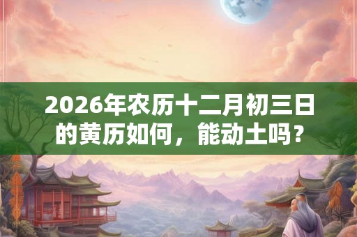 2026年农历十二月初三日的黄历如何，能动土吗？