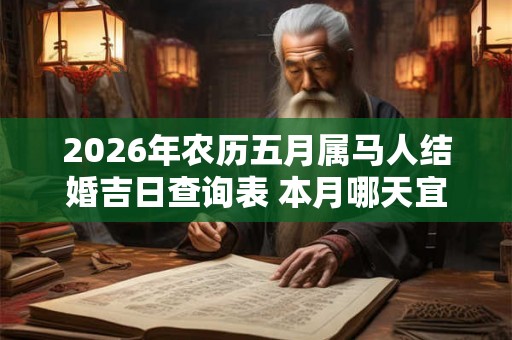 2026年农历五月属马人结婚吉日查询表 本月哪天宜出嫁