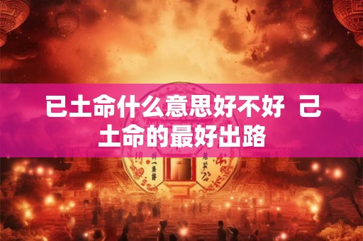 已土命什么意思好不好  己土命的最好出路