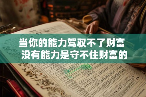 当你的能力驾驭不了财富  没有能力是守不住财富的