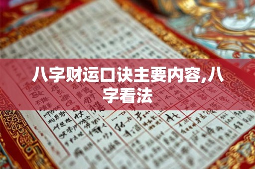 八字财运口诀主要内容,八字看法