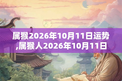属猴2026年10月11日运势,属猴人2026年10月11日财运,生肖猴2026年10月11日运势
