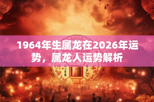 1964年生属龙在2026年运势，属龙人运势解析