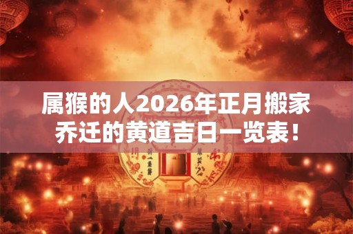 属猴的人2026年正月搬家乔迁的黄道吉日一览表! 属猴的人2026年正月搬家乔迁的黄道吉日一览表!