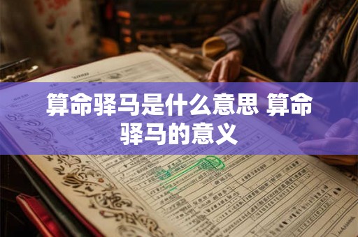 算命驿马是什么意思 算命驿马的意义