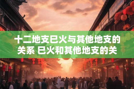 十二地支巳火与其他地支的关系 巳火和其他地支的关系 十二地支巳火与其他地支的关系 巳火和其他地支的关系