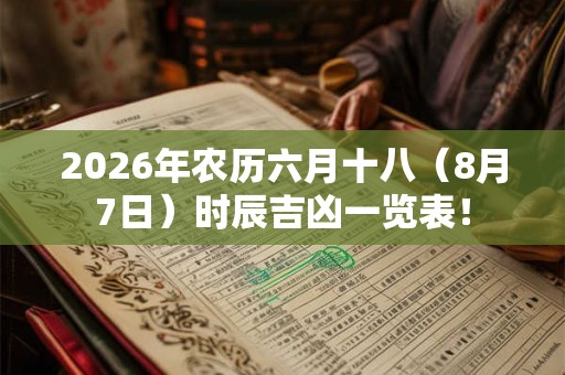 2026年农历六月十八（8月7日）时辰吉凶一览表！