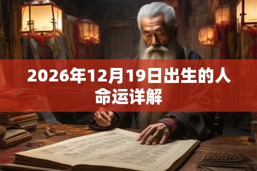 2026年12月19日出生的人命运详解