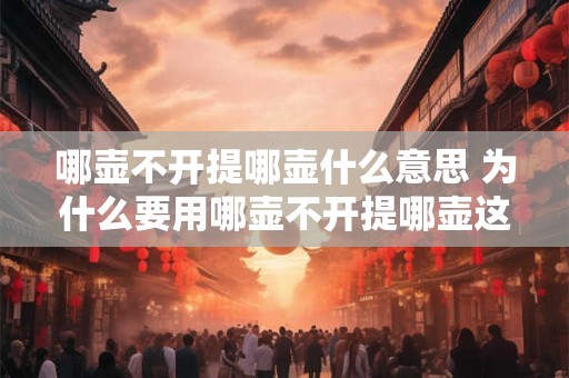 哪壶不开提哪壶什么意思 为什么要用哪壶不开提哪壶这个说法