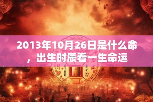 2013年10月26日是什么命，出生时辰看一生命运