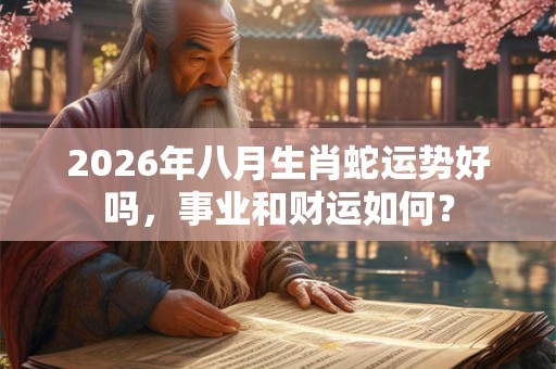 2026年八月生肖蛇运势好吗，事业和财运如何？