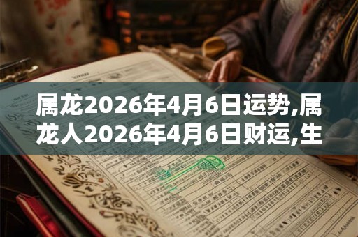 属龙2026年4月6日运势,属龙人2026年4月6日财运,生肖龙2026年4月6日运势