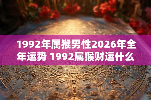 1992年属猴男性2026年全年运势 1992属猴财运什么时候到