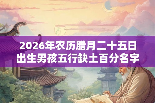2026年农历腊月二十五日出生男孩五行缺土百分名字