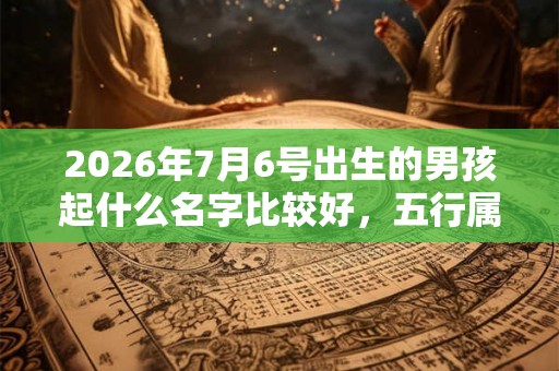 2026年7月6号出生的男孩起什么名字比较好，五行属什么