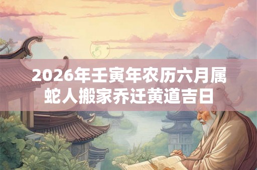 2026年壬寅年农历六月属蛇人搬家乔迁黄道吉日