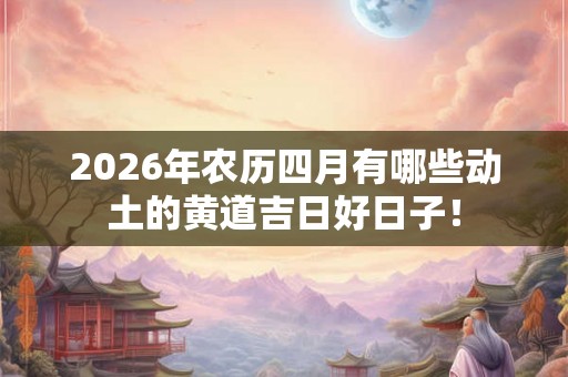 2026年农历四月有哪些动土的黄道吉日好日子！