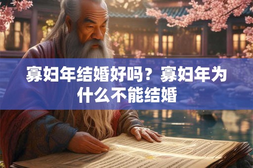 寡妇年结婚好吗？寡妇年为什么不能结婚